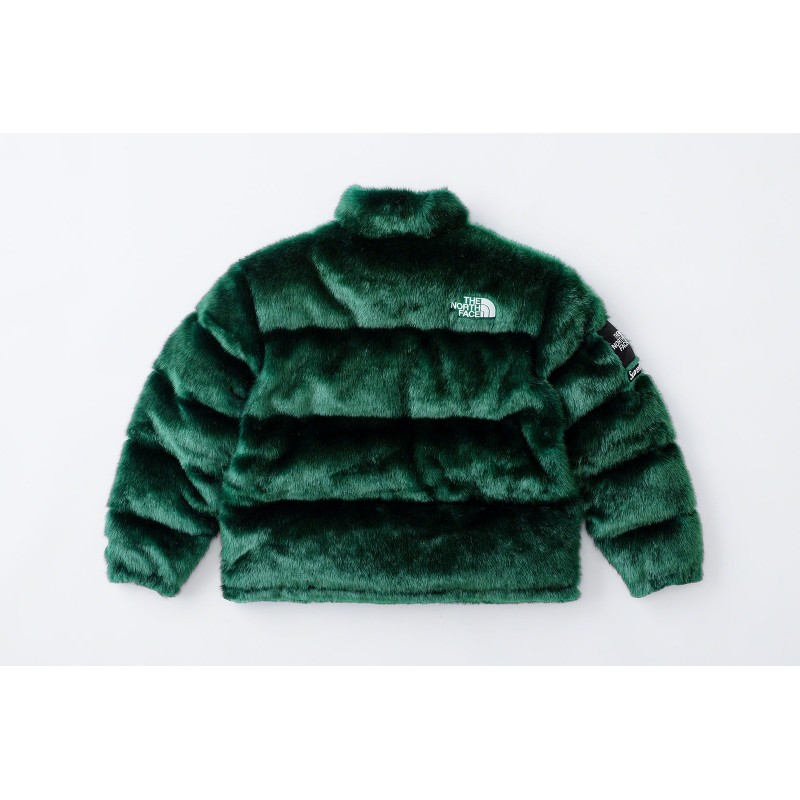 Supreme The North Face Faux Fur Nuptse Jacket Green