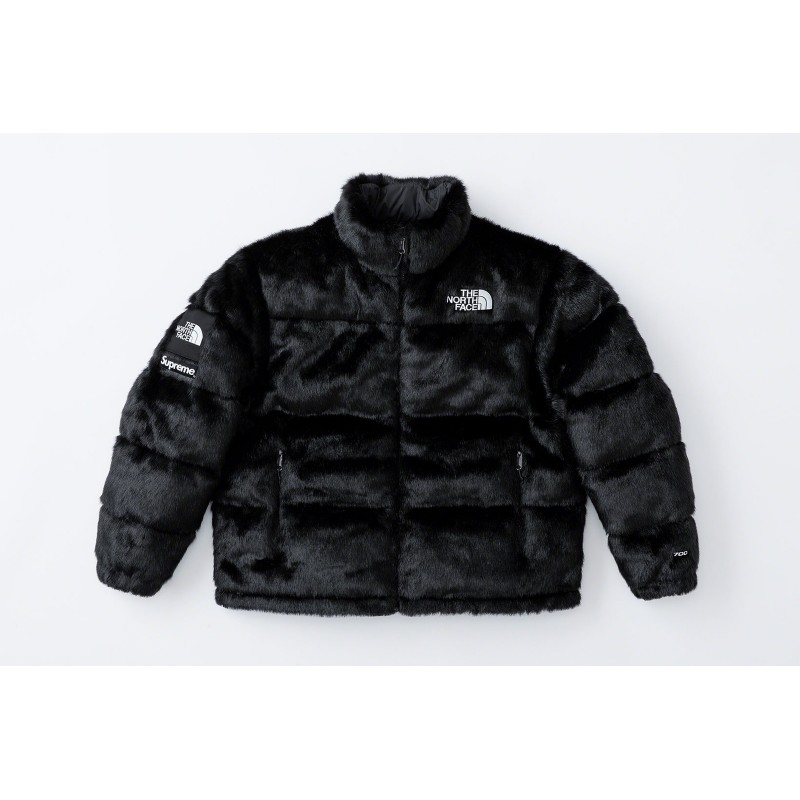 supreme the north face faux fur nuptse jacket black