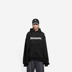 Balenciaga Destroyed Hoodie Black