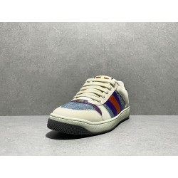 GT Gucci Screener Leather Sneaker Ivory Denim