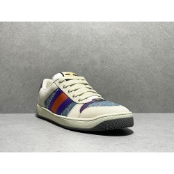 GT Gucci Screener Leather Sneaker Ivory Denim