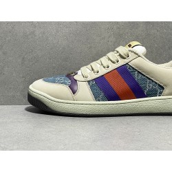 GT Gucci Screener Leather Sneaker Ivory Denim