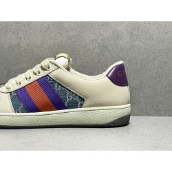 GT Gucci Screener Leather Sneaker Ivory Denim