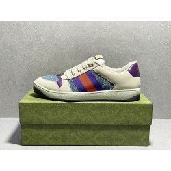 GT Gucci Screener Leather Sneaker Ivory Denim