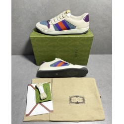 GT Gucci Screener Leather Sneaker Ivory Denim