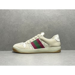 GT Gucci Screener Leather Sneaker GG Canvas Cream