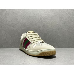 GT Gucci Screener Leather Sneaker GG Canvas Cream