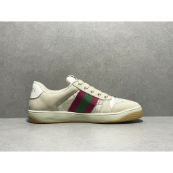 GT Gucci Screener Leather Sneaker GG Canvas Cream