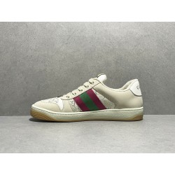 GT Gucci Screener Leather Sneaker GG Canvas Cream