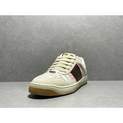 GT Gucci Screener Leather Sneaker GG Canvas Cream