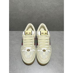 GT Gucci Screener Leather Sneaker GG Canvas Cream