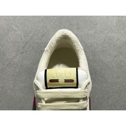 GT Gucci Screener Leather Sneaker GG Canvas Cream