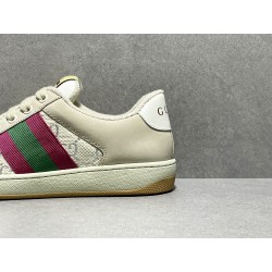 GT Gucci Screener Leather Sneaker GG Canvas Cream