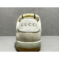 GT Gucci Screener Leather Sneaker GG Canvas Cream