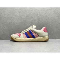 GT Gucci Screener Leather Sneaker GG Canvas Pink