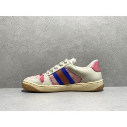 GT Gucci Screener Leather Sneaker GG Canvas Pink