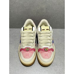 GT Gucci Screener Leather Sneaker GG Canvas Pink