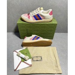 GT Gucci Screener Leather Sneaker GG Canvas Pink