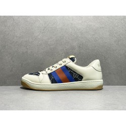 GT Gucci Screener Leather Sneaker GG Canvas Beige Blue