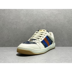 GT Gucci Screener Leather Sneaker GG Canvas Beige Blue