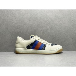 GT Gucci Screener Leather Sneaker GG Canvas Beige Blue