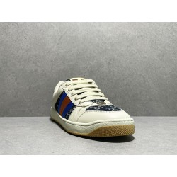 GT Gucci Screener Leather Sneaker GG Canvas Beige Blue