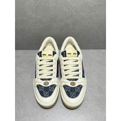 GT Gucci Screener Leather Sneaker GG Canvas Beige Blue