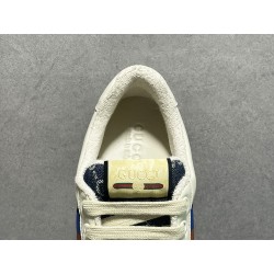 GT Gucci Screener Leather Sneaker GG Canvas Beige Blue