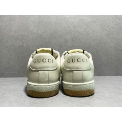 GT Gucci Screener Leather Sneaker GG Canvas Beige Blue