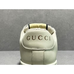 GT Gucci Screener Leather Sneaker GG Canvas Beige Blue