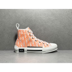 DIOR B23 High Orange Oblique Canvas Sneaker