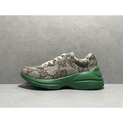 GT Gucci 100 GG Canvas Rhyton Green Sneaker  ‎