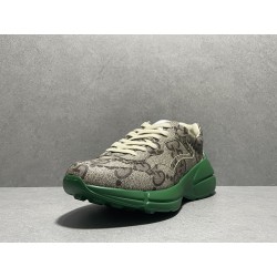 GT Gucci 100 GG Canvas Rhyton Green Sneaker  ‎