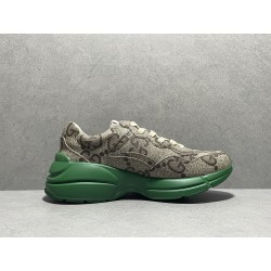 GT Gucci 100 GG Canvas Rhyton Green Sneaker  ‎