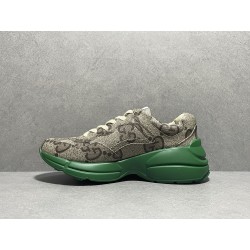 GT Gucci 100 GG Canvas Rhyton Green Sneaker  ‎