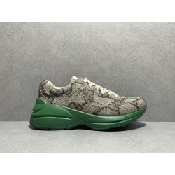 GT Gucci 100 GG Canvas Rhyton Green Sneaker  ‎