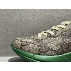 GT Gucci 100 GG Canvas Rhyton Green Sneaker  ‎