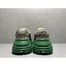 GT Gucci 100 GG Canvas Rhyton Green Sneaker  ‎