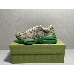 GT Gucci 100 GG Canvas Rhyton Green Sneaker  ‎