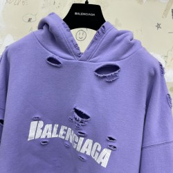 Balenciaga Destroyed Hoodie Purple