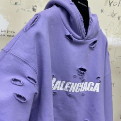 Balenciaga Destroyed Hoodie Purple