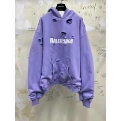 Balenciaga Destroyed Hoodie Purple