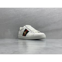 GT Gucci Ace White Leather Embroidered Bee