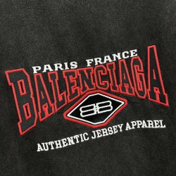 GT Balenciaga Jersey Logo Embroidered Black Tee 38063312418722052