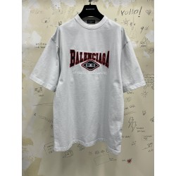 GT Balenciaga Jersey Logo Embroidered White Tee 38063312418158412