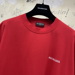 GT Balenciaga Cotton Logo Embroidered Red Tee 0400016369684