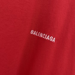 GT Balenciaga Cotton Logo Embroidered Red Tee 0400016369684