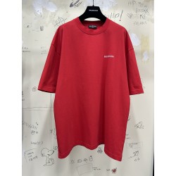 GT Balenciaga Cotton Logo Embroidered Red Tee 0400016369684