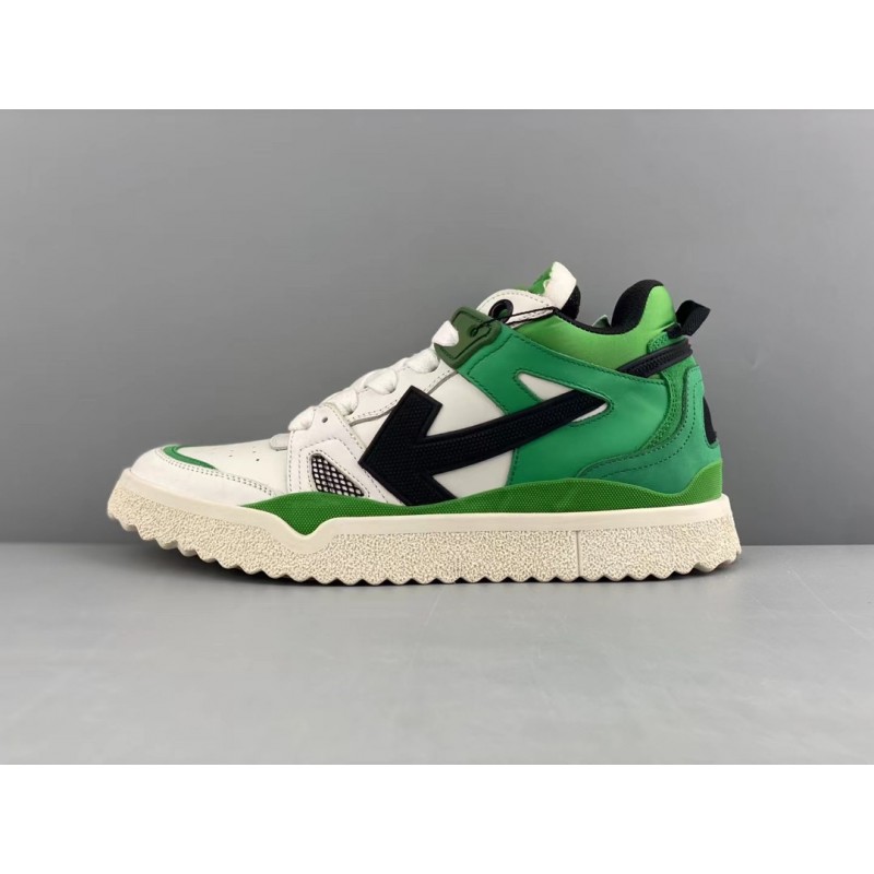 GT Off White Midtop Sponge Sneakers White Green
