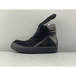 GT Rick Owens Geobasket Triple Black Suede Leather RU20F3894 LPO 999